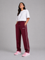 Burgundy Double Stripe Straight Sweatpants | women