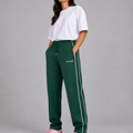 Olive Double Stripe Straight Sweatpants | women