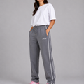 Gray Double Stripe Straight Sweatpants | women