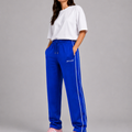 Blue Double Stripe Straight Sweatpants | women