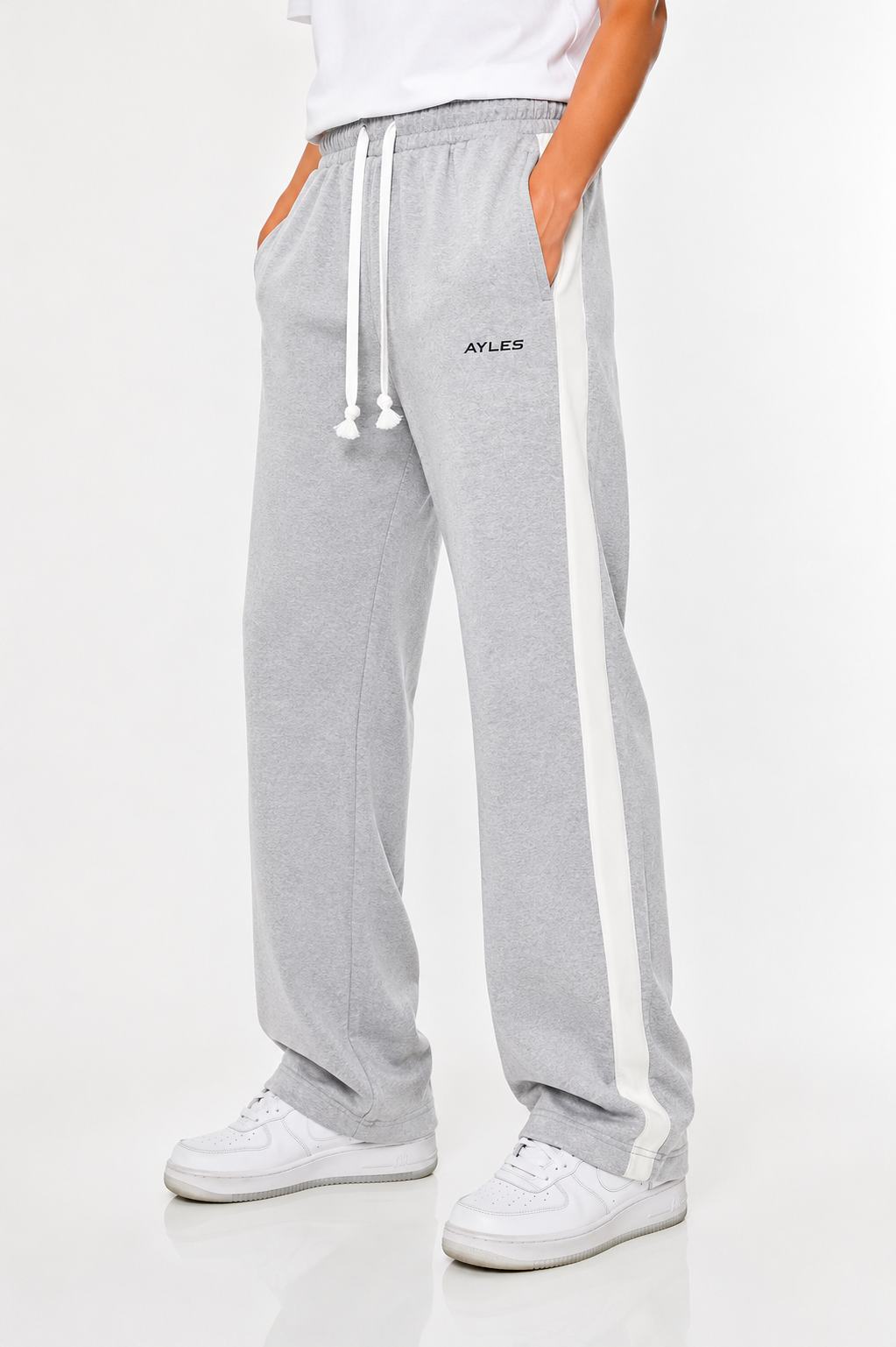 Gray Sweatpants with Side Stripe | Men الصورة الرئيسية