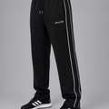 Black Double Stripe Straight Sweatpants | Men